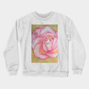 Impressionist rose oil pastel painting close up Crewneck Sweatshirt